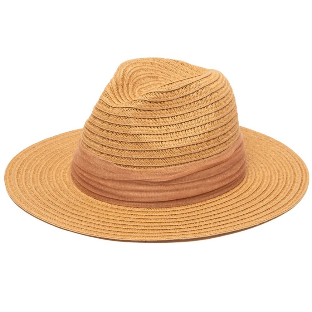 ‼️RARE‼️🎸Four Buttons🎸🔥NWT🔥Organza Band Fedora in Tobacco